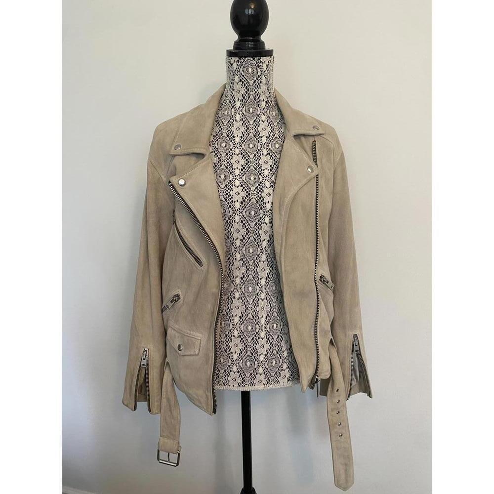 All Saints tan suede leather jacket XS